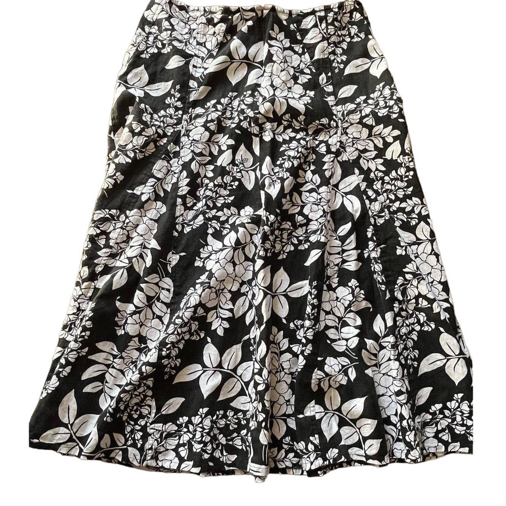 e-vie Size 16 Linen Blend Floral Modest Long Full Summer Party Boho Skirt
